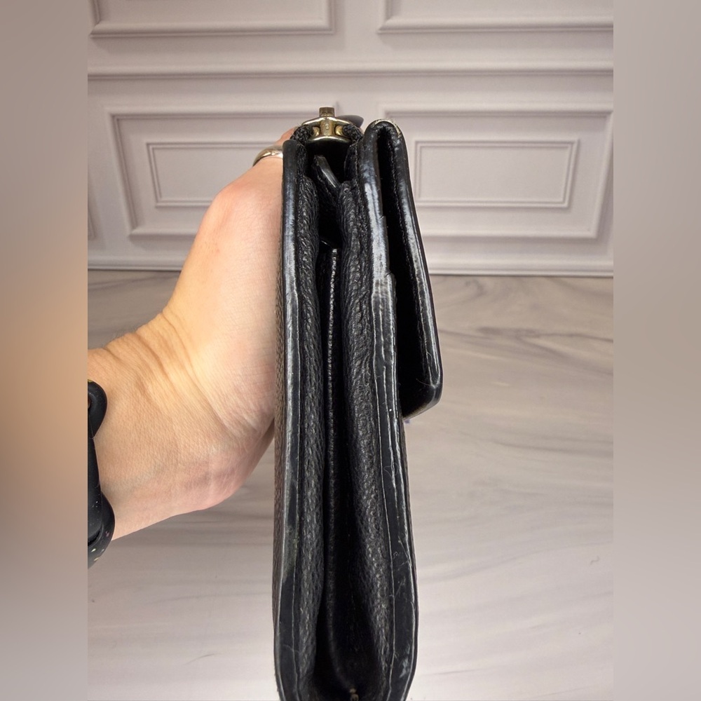 Chloé Elsie Black Leather Zip-Around Wallet Gold Twist Lock - Picture 7 of 13